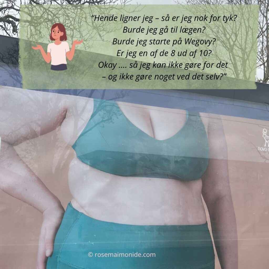 Nærbillede af kvindekrop på Novos reklame om overvægt